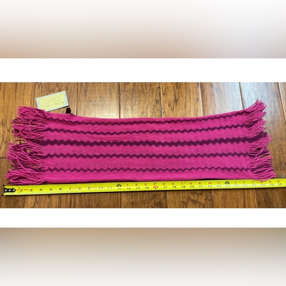 KIMBERLY C Girls / Kids Pink Zig-Zag Pattern Scarf 29.5 In NWT CUTE! Knit Fringe